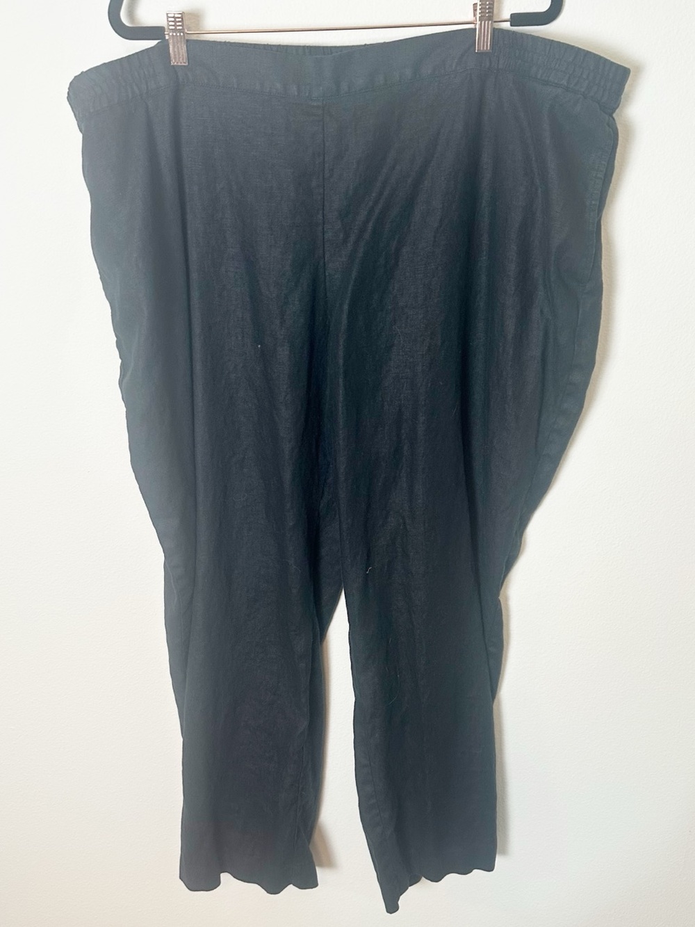 J. Jill Love Linen 100% Linen Pants Straight Leg Elastic Waist Black 4X